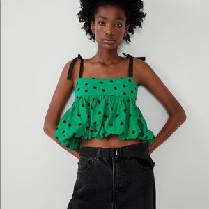 Zara peplum polka dot top BNWT